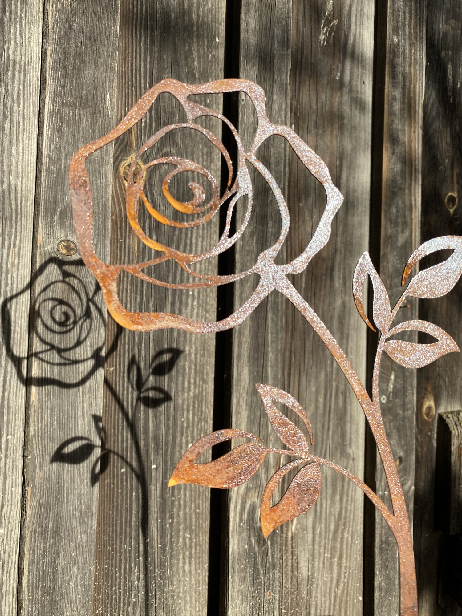 Edelrost Rose groß filigran zum Stecken - Höhe 25 cm (ohne Stab)
