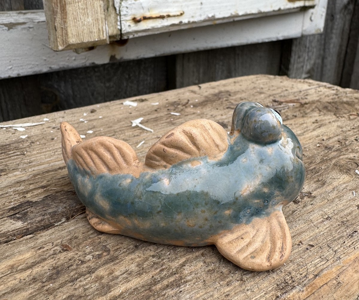 Keramik Mini Fisch Fritzi blau/grau - Höhe 4,5 cm