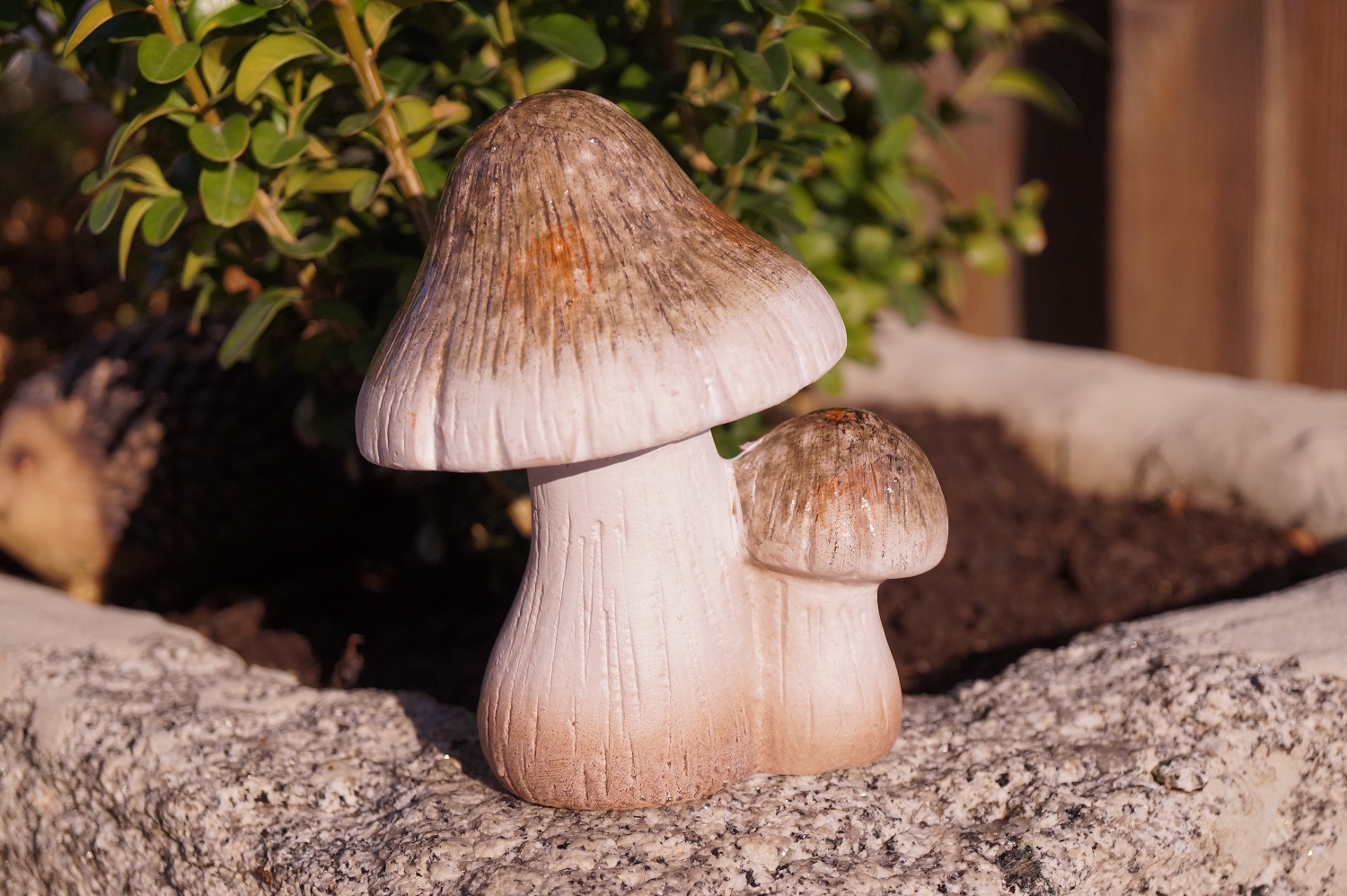 Keramik Mini Pilz naturfarben - Höhe 12 cm