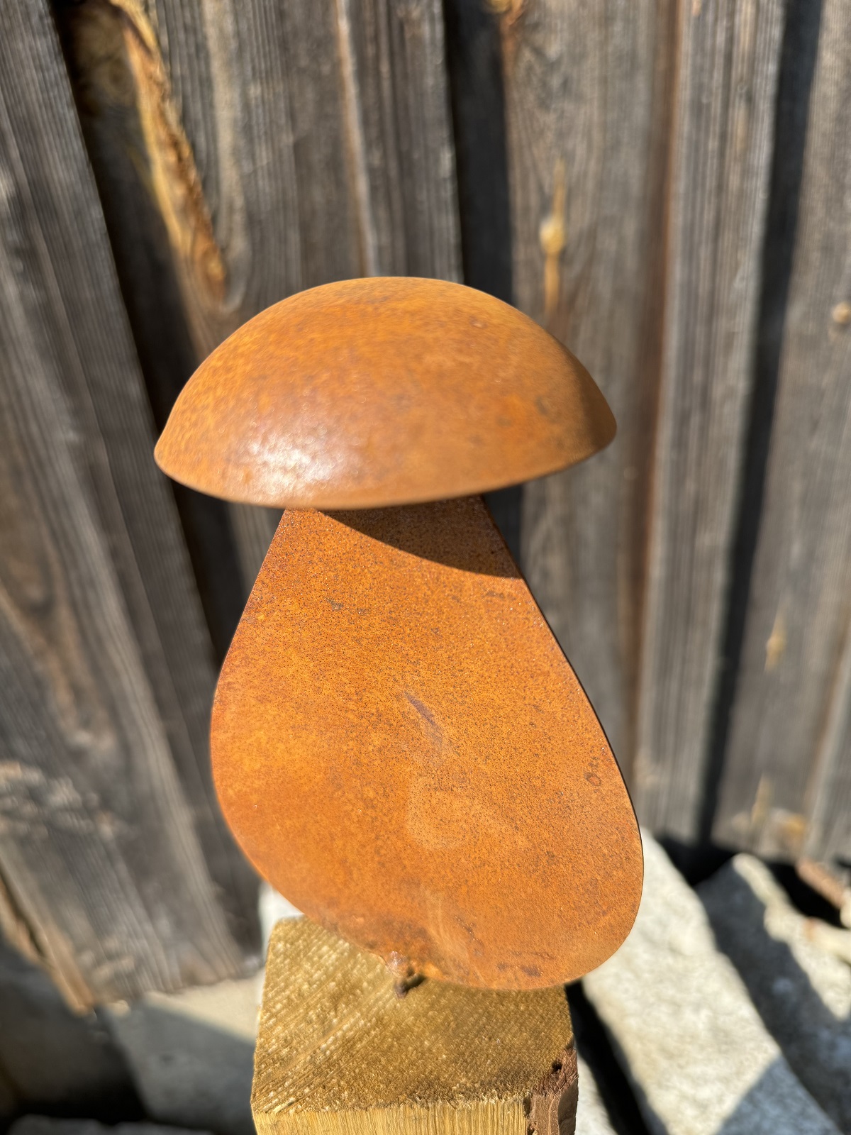 Edelrost 3D Pilz groß mit Schraube - Höhe 16 cm