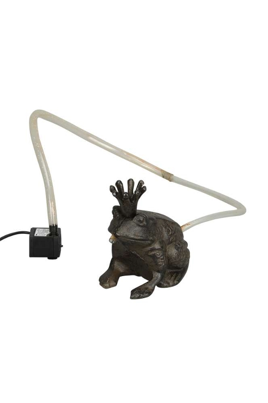 Wasserspeier Froschkönig Balthasar (Krone goldfarben) inkl. Pumpe - Höhe 13 cm   (ab 2027 wieder erhältlich)