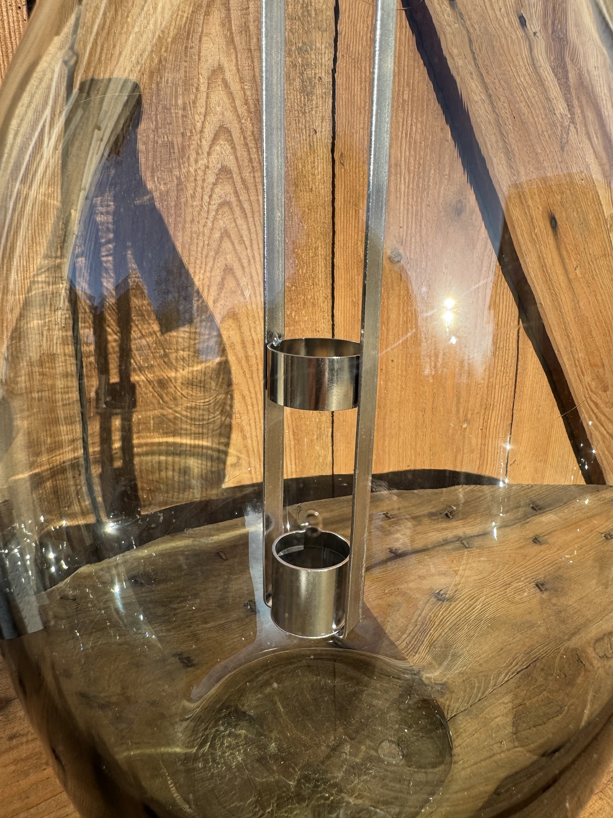 Glas Flaschenwindlicht mit integriertem Stabkerzenhalter - Höhe 38,5 cm