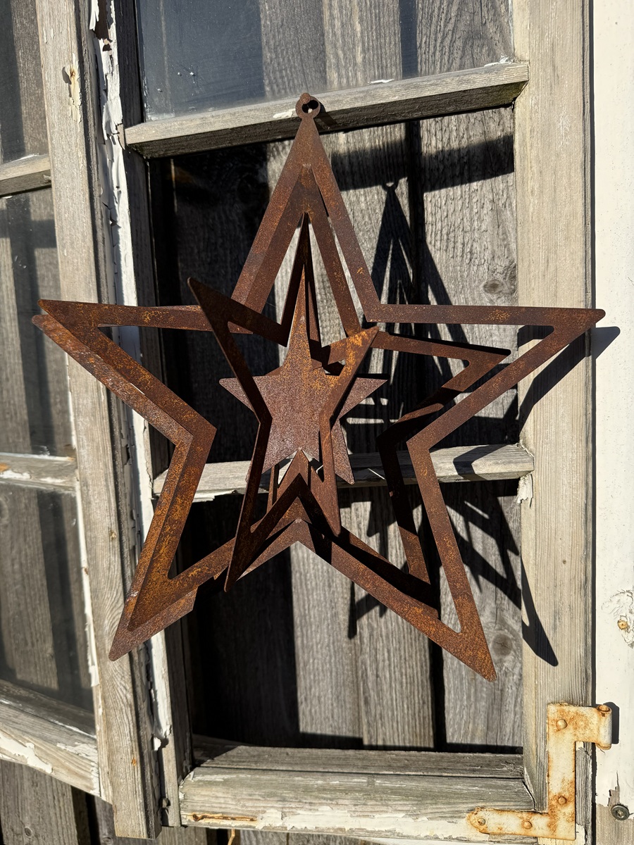 Edelrost Windspiel Stern (zum Aufdrehen) - Durchmesser ca. 37 cm