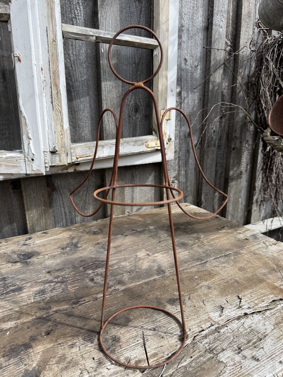 Edelrost offener Engel groß mit Topfhalter - Höhe 40 cm