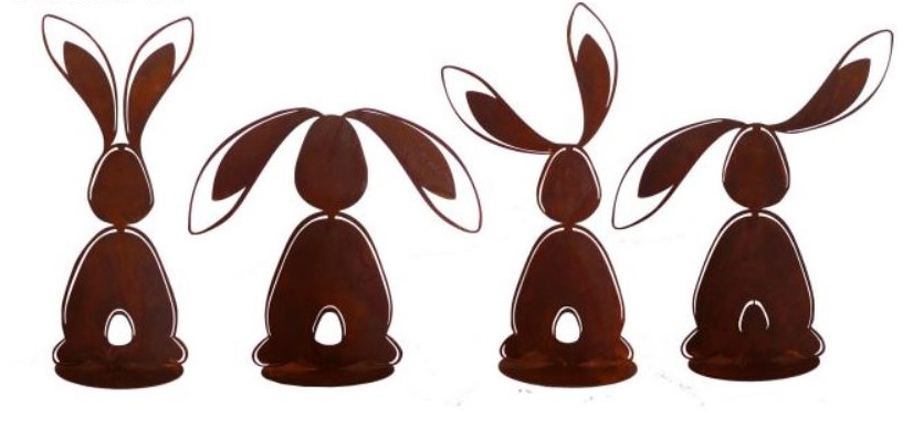 Edelrost Hase ein Ohr oben ein Ohr unten - Höhe 22 cm