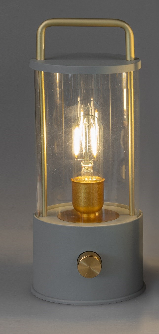 Outdoor Laterne groß grau mit Dimmer - Höhe 34 cm