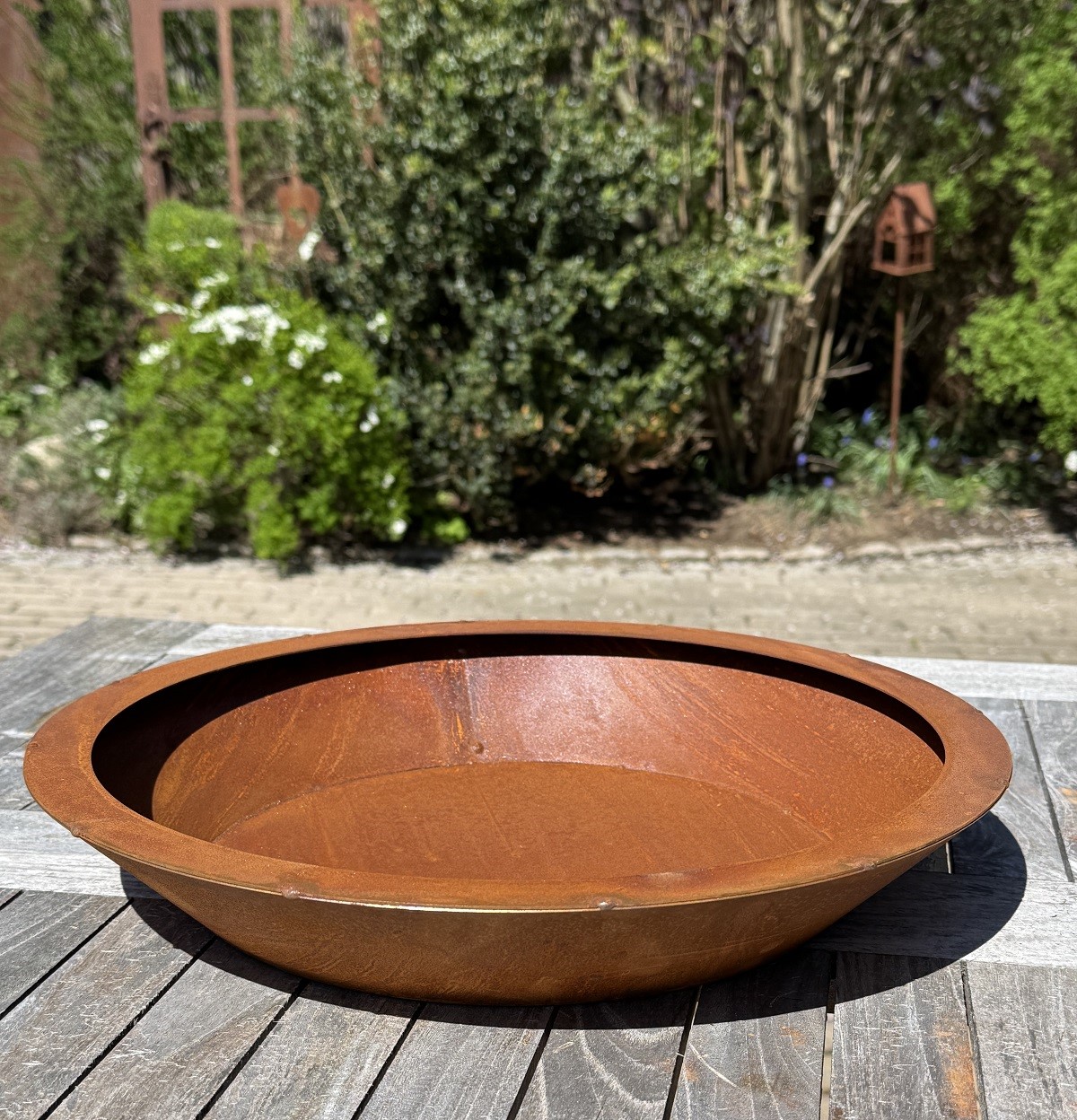 Edelrost Schale runde Form mit erhöhtem Rand - Durchmesser 40 cm