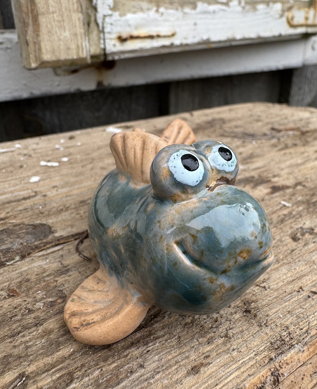 Keramik Mini Fisch Fritzi blau/grau - Höhe 4,5 cm