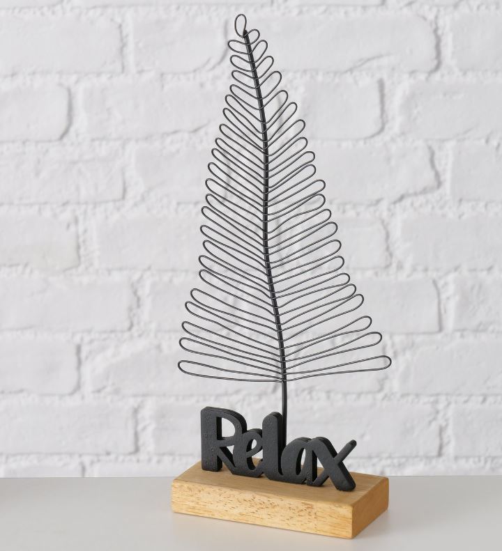 Aufsteller Blatt mit Schriftzug Relax schwarz