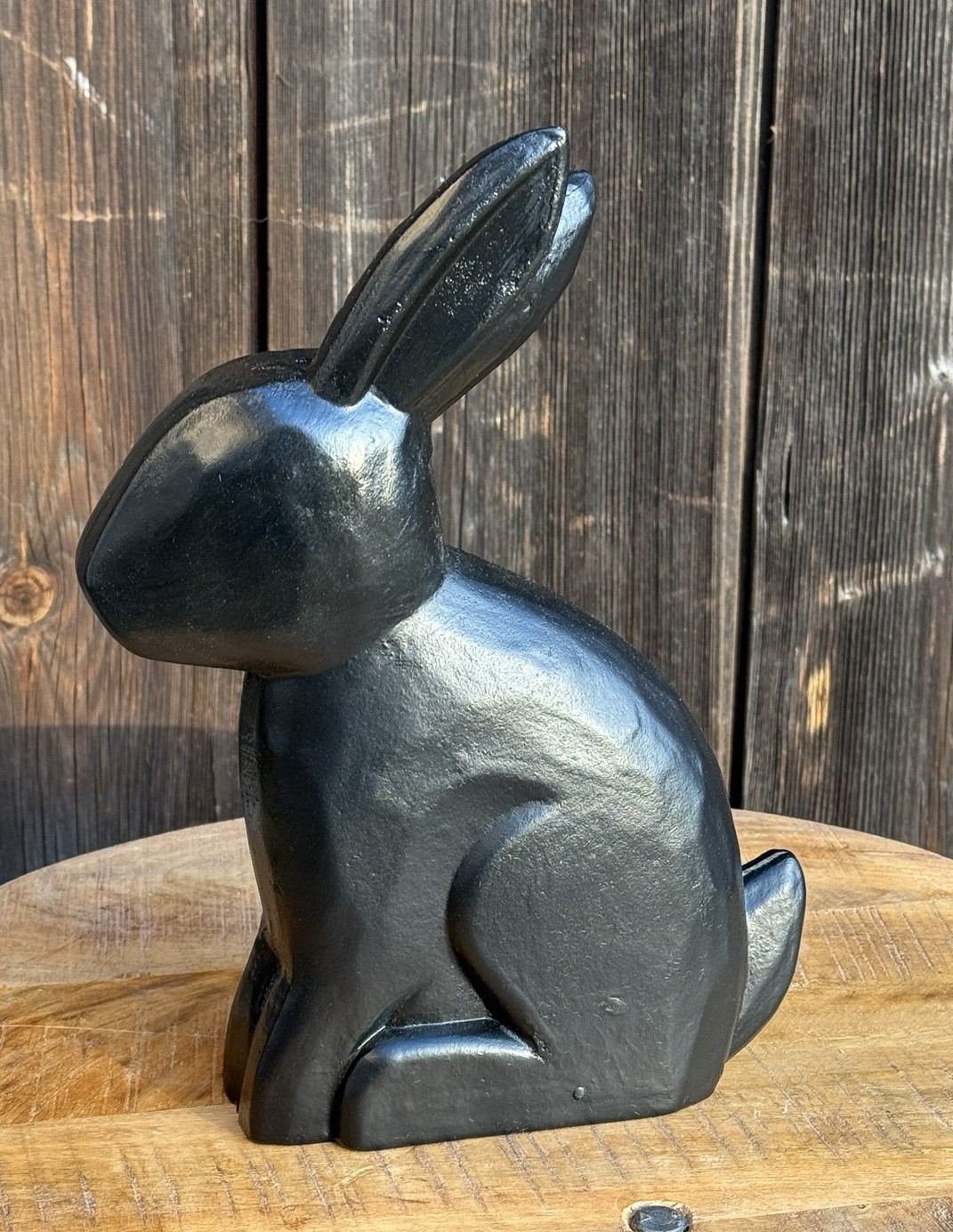 Holz Hase Rabbit schwarz groß - Höhe 27 cm