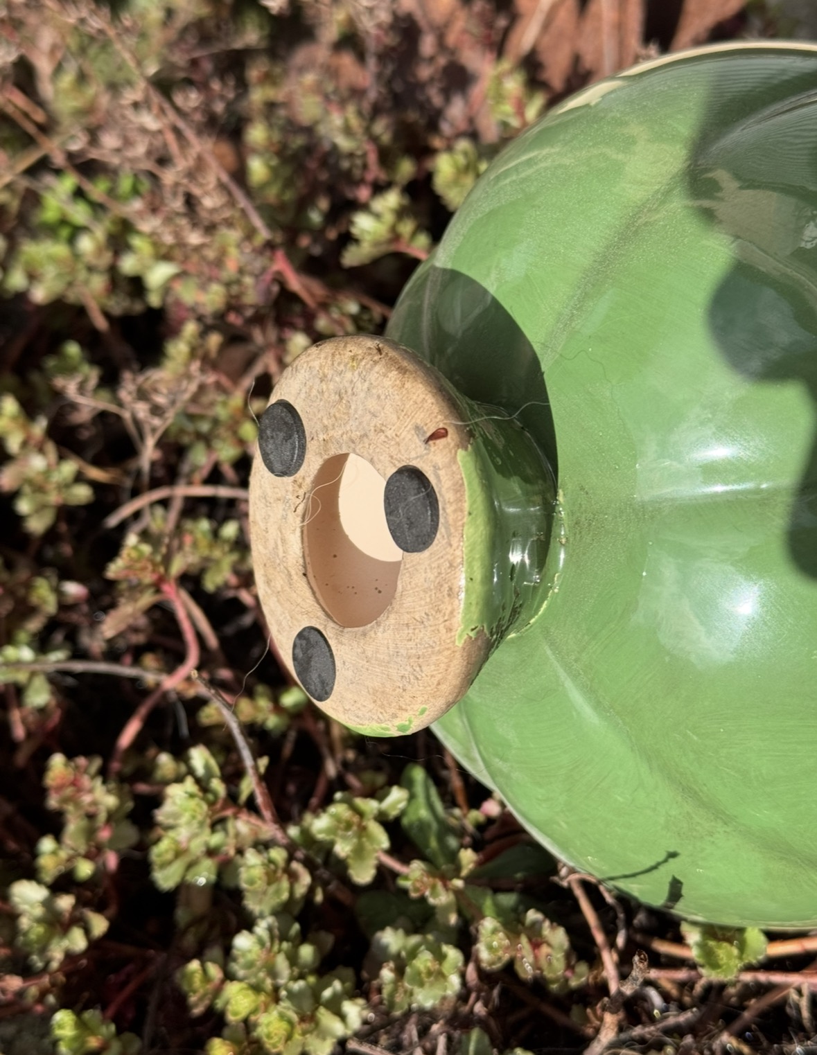 Steingut Gartenkugel Zwiebelform Antik Grün - Höhe 25 cm