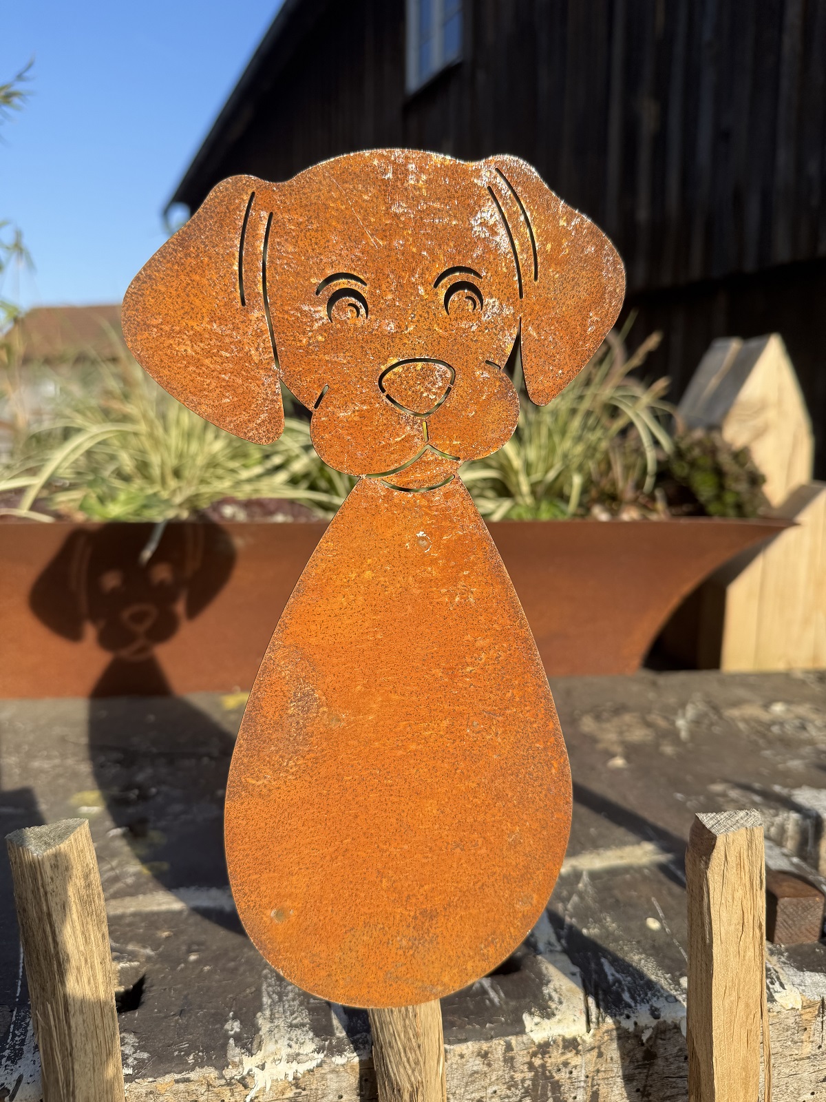 Edelrost Zaunfigur Hund Hugo - Höhe 25 cm
