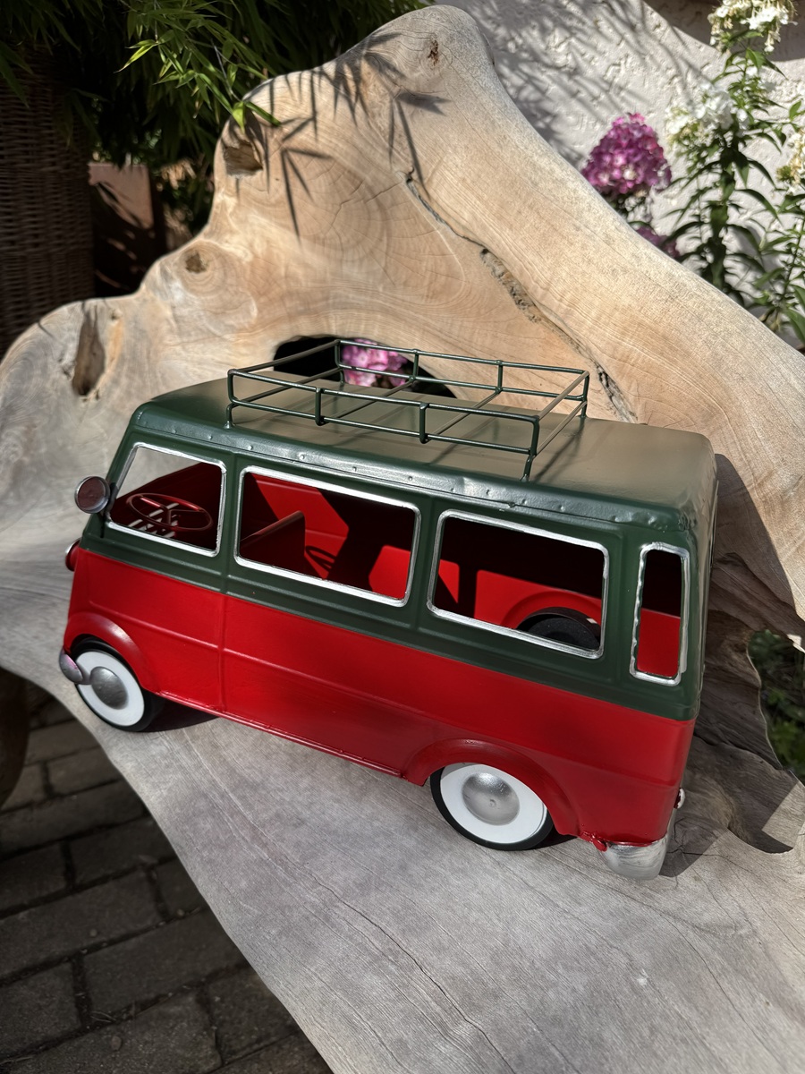 Metall Retro Fahrzeug Bus rot/grün - Länge ca. 42 cm