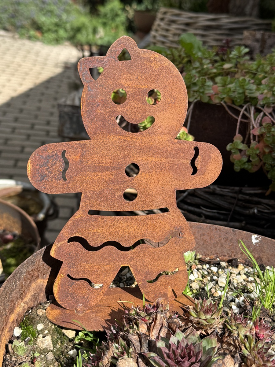Edelrost Lebkuchen Mädchen auf Bodenplatte - Höhe 20 cm