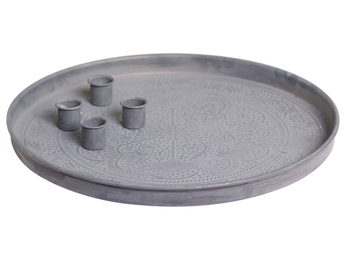 4er Set magnetische Zink Kerzenhalter grau - Höhe 2,5 cm