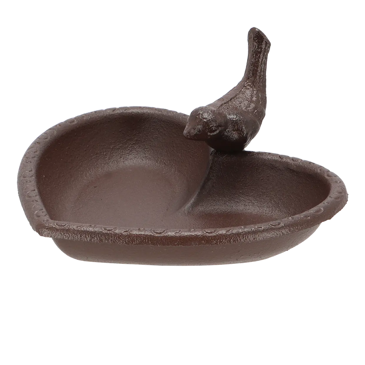 Gusseisen Vogeltränke Herzform mit Guss Vögelchen - Breite 17 cm