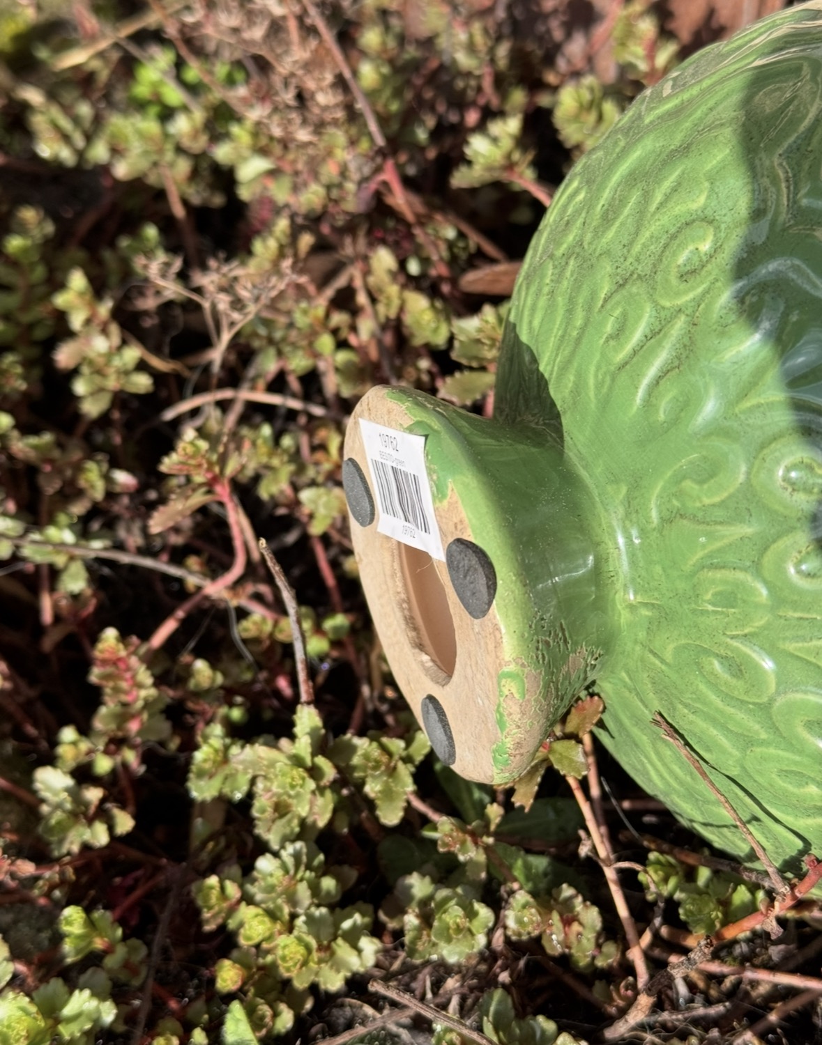 Steingut Gartenkugel runde Form Antik Grün - Durchmesser 16,5 cm