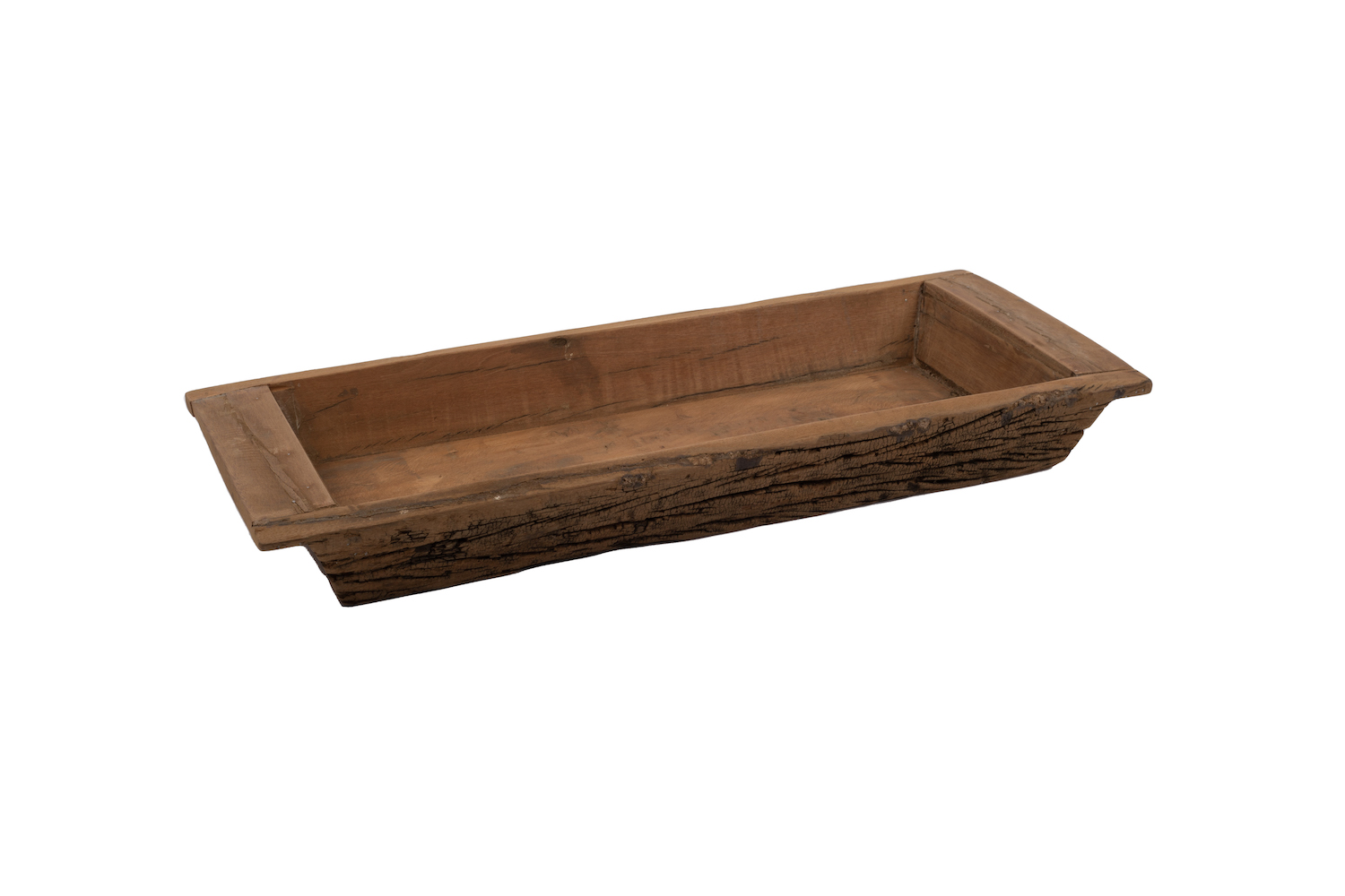 Teak Holz Schale eckige Form braun Antik (altes Holz) - Breite ca. 60 cm