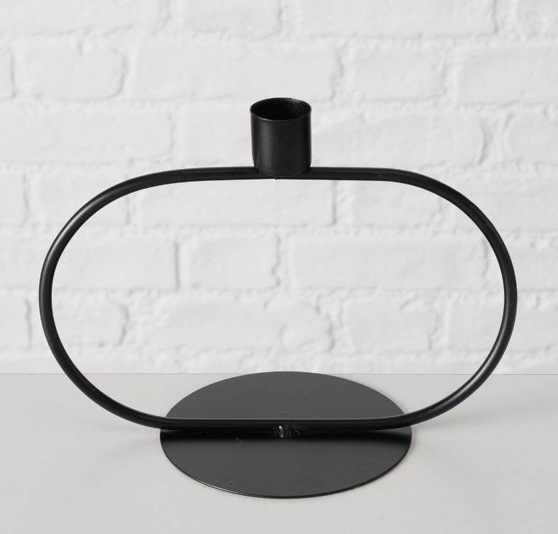 Kerzenleuchter Oval breit schwarz für Stabkerzen