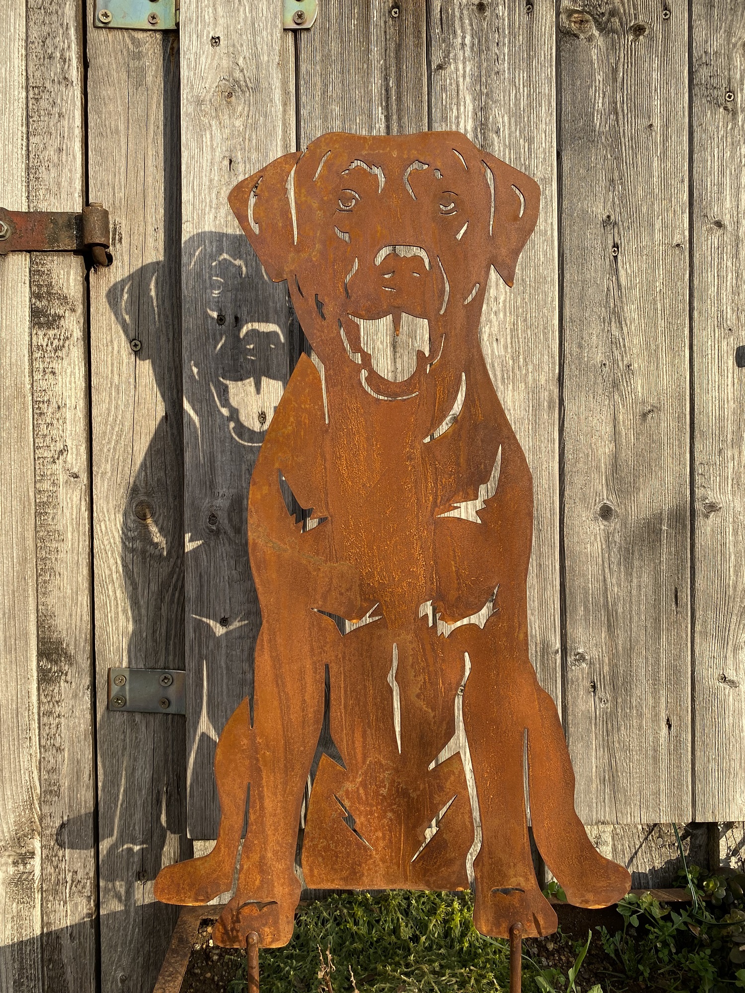 Edelrost Gartenstecker Hund Nelly - Höhe 60 cm