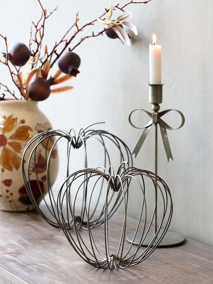 Metall Kürbis Geflecht groß Antik Messing - Höhe 20 cm