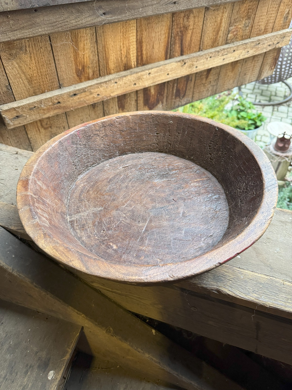 Teak Holz Schale Grino groß braun Antik (altes Holz) - Breite ca. 37 - 40 cm