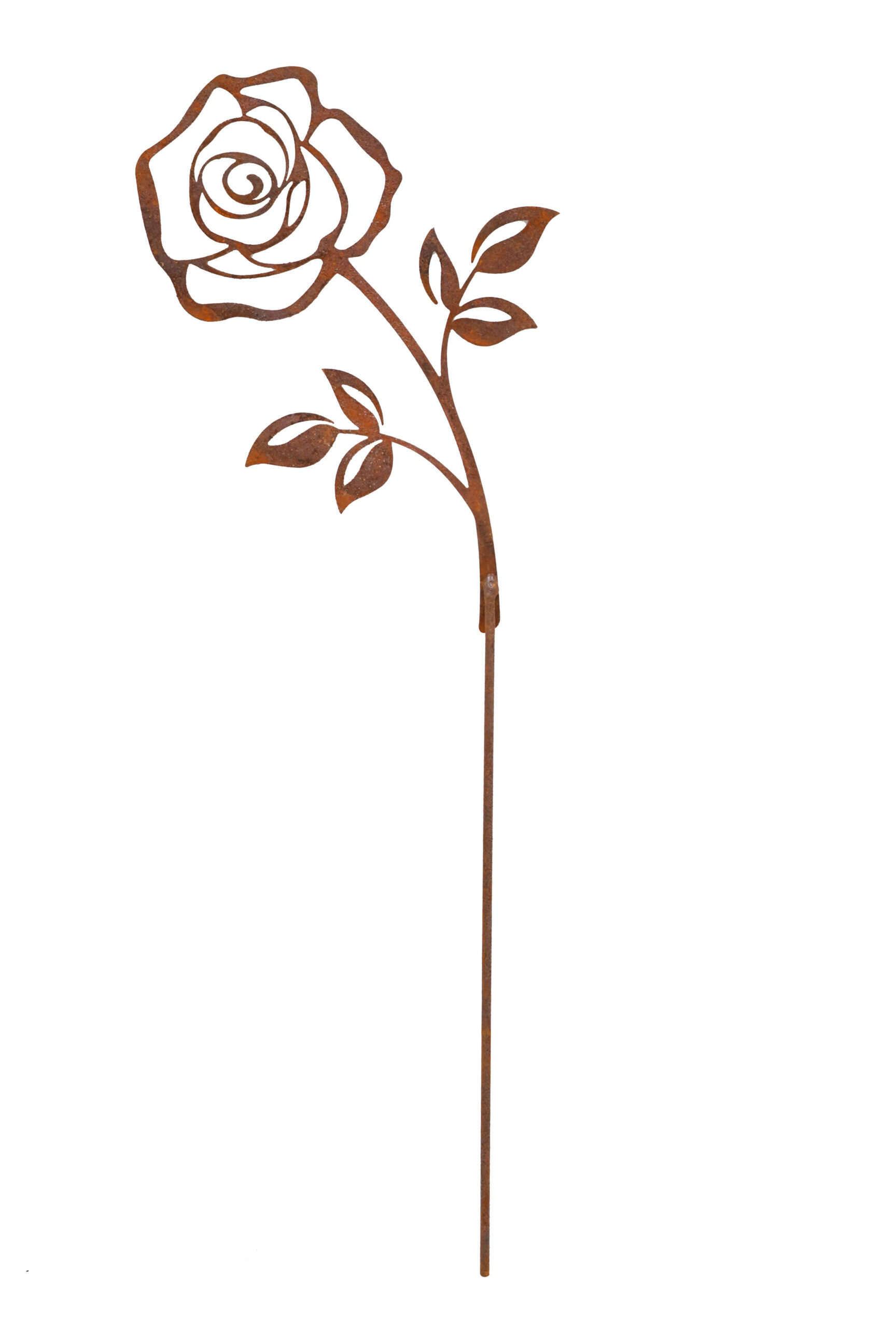 Edelrost Rose klein filigran zum Stecken - Höhe 17 cm (ohne Stab)