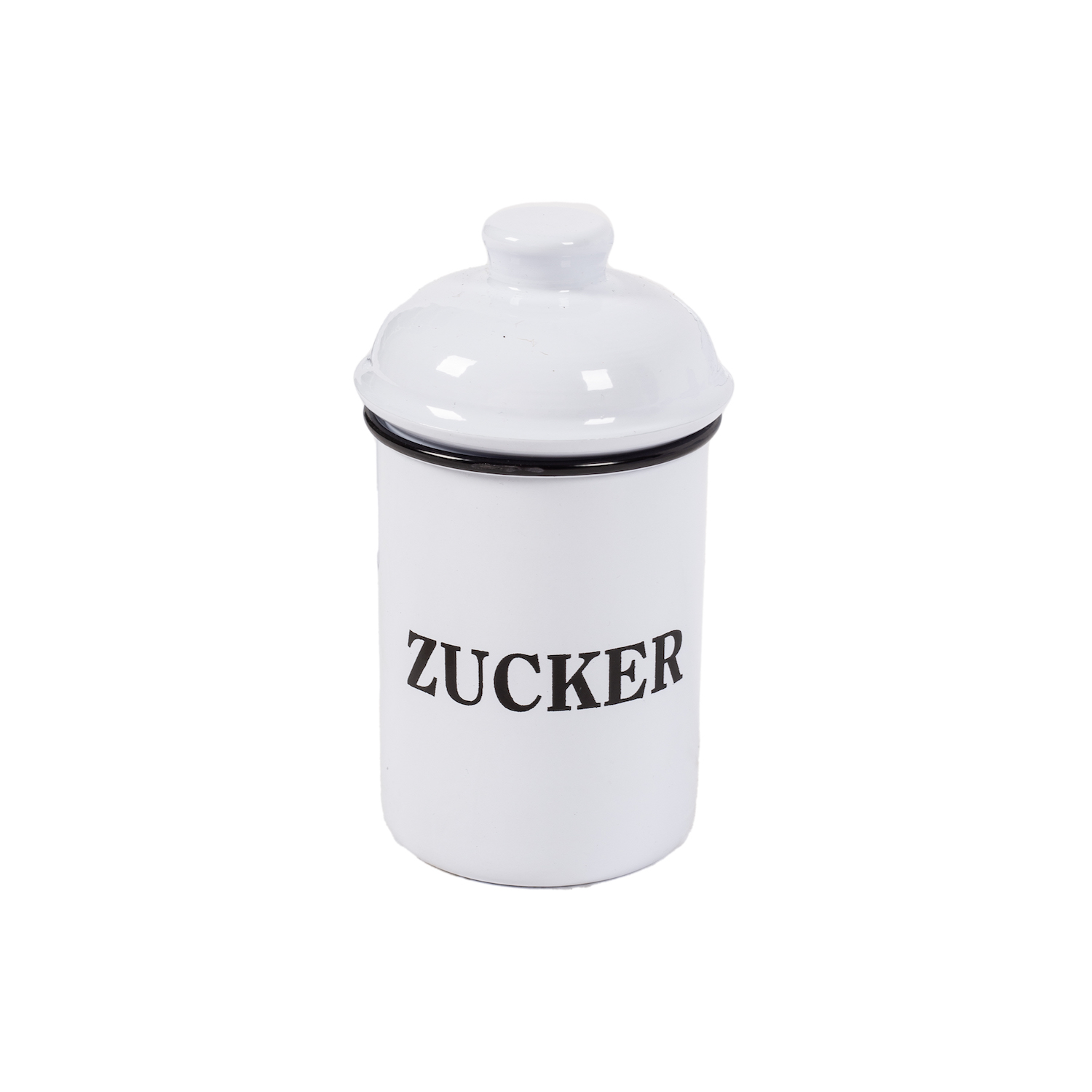 Blech Dose Zucker weiß verzinkt mit Deckel - Höhe 13,5 cm