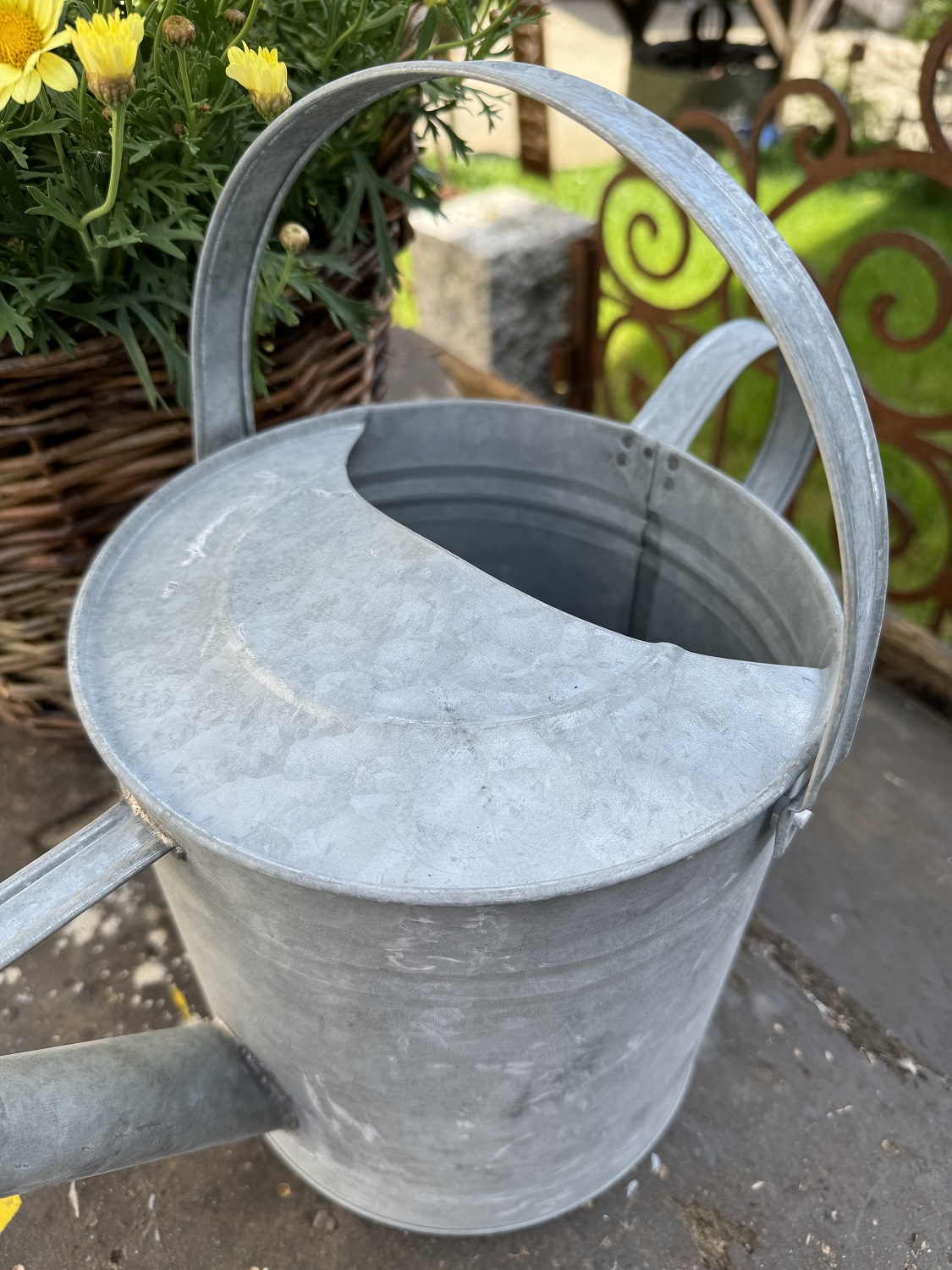 Zink Gießkanne mittel 6,5 Liter mit Brausekopf Liter - Höhe 29 cm