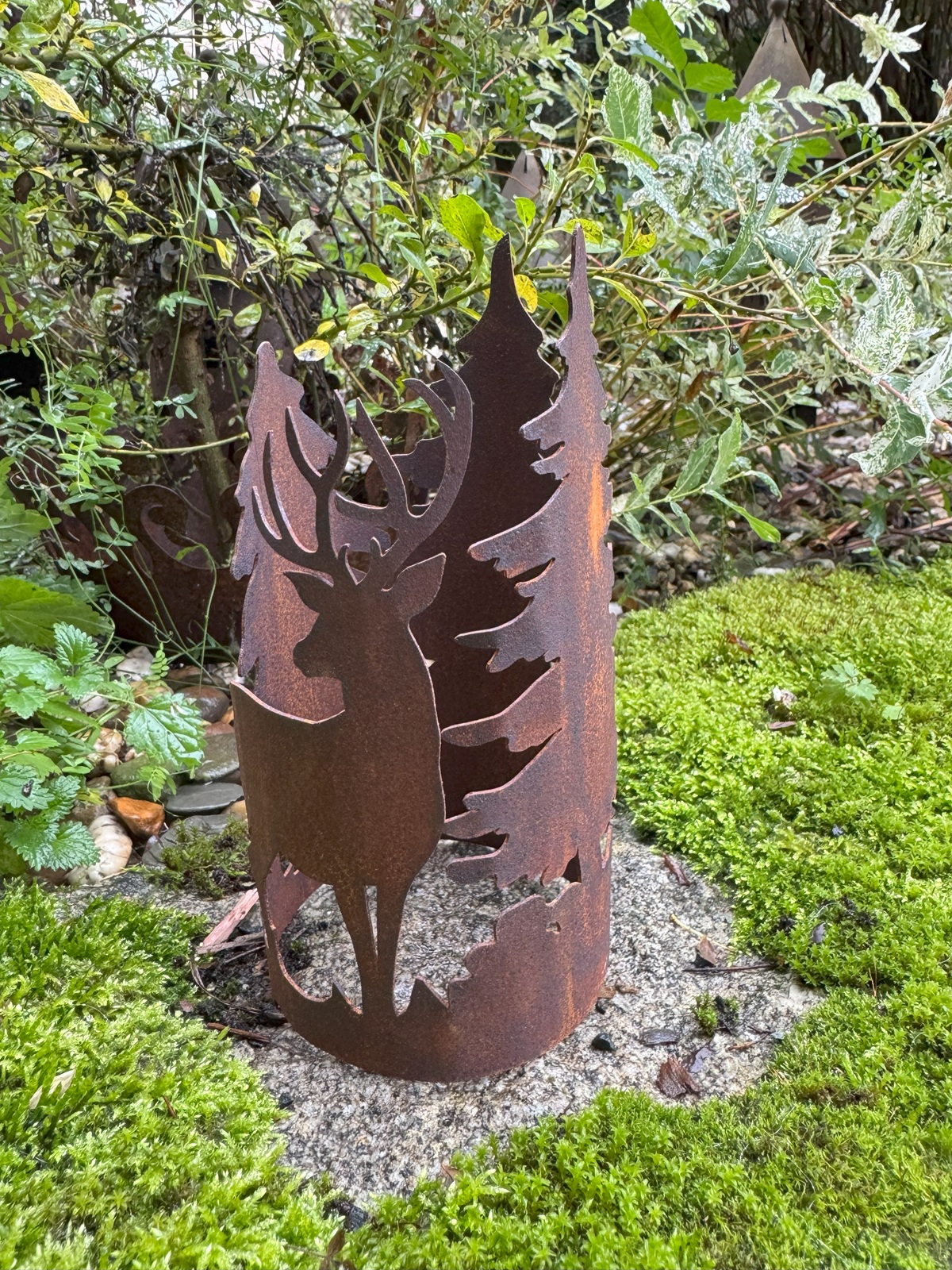 Edelrost Windlicht Ring mit Waldszene ohne Boden - Durchmesser 10 cm