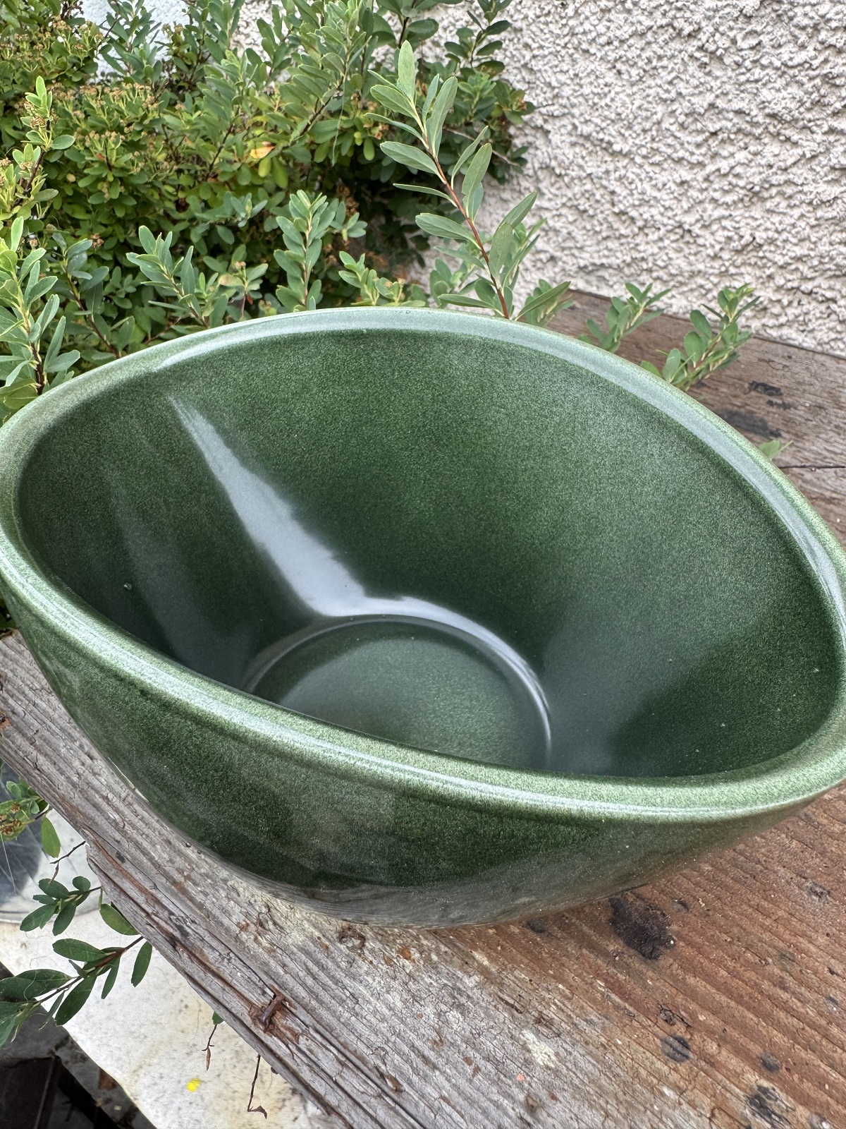 Keramik Schale oval laubgrün glänzend - Länge 20 cm