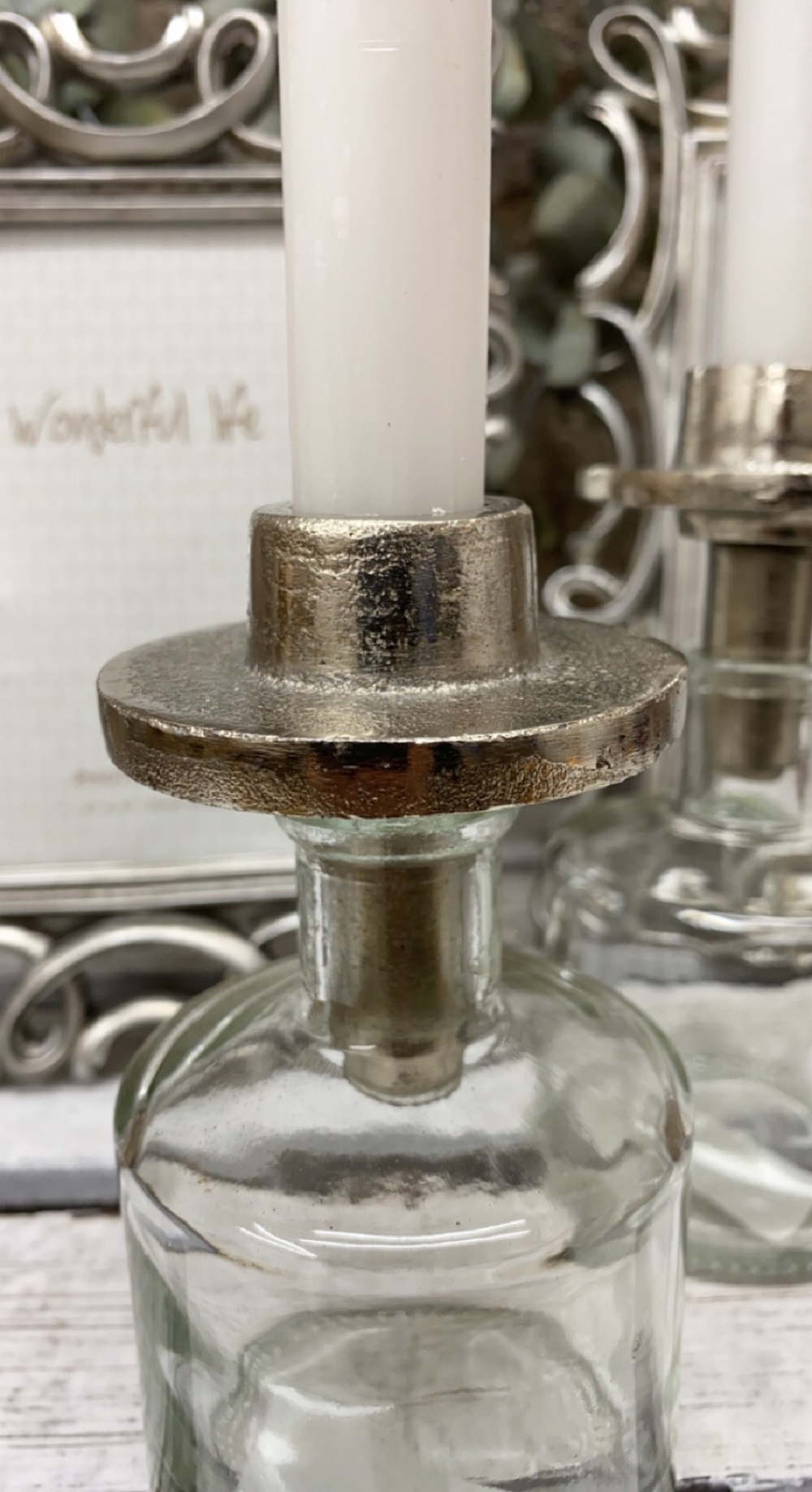 Alu Aufsatz Kerzenhalter Silber für Glasflaschen - Höhe 7 cm