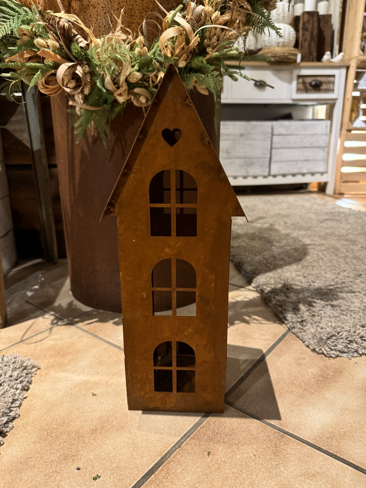 Edelrost Windlicht Haus klein - Höhe 40 cm