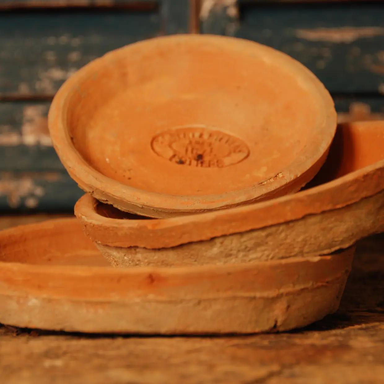 3tlg. Terrakotta Untersetzer Antik Look - Durchmesser ca. 10 / 12 / 16 cm