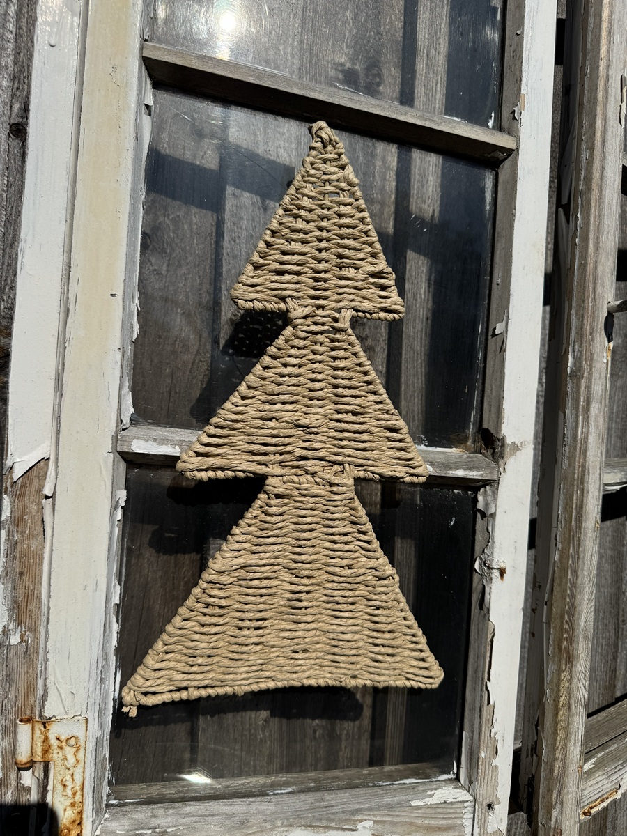 Papierkordel Tanne naturfarben flache Form zum Hängen - Höhe 36 cm