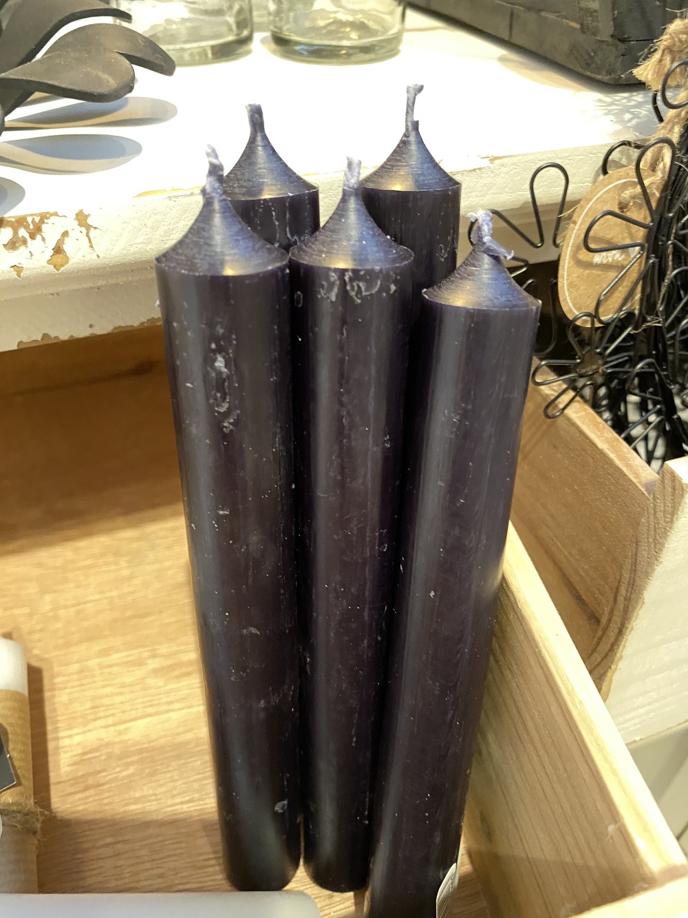 5 Stabkerzen 180 x 22 mm - Farbe schwarz