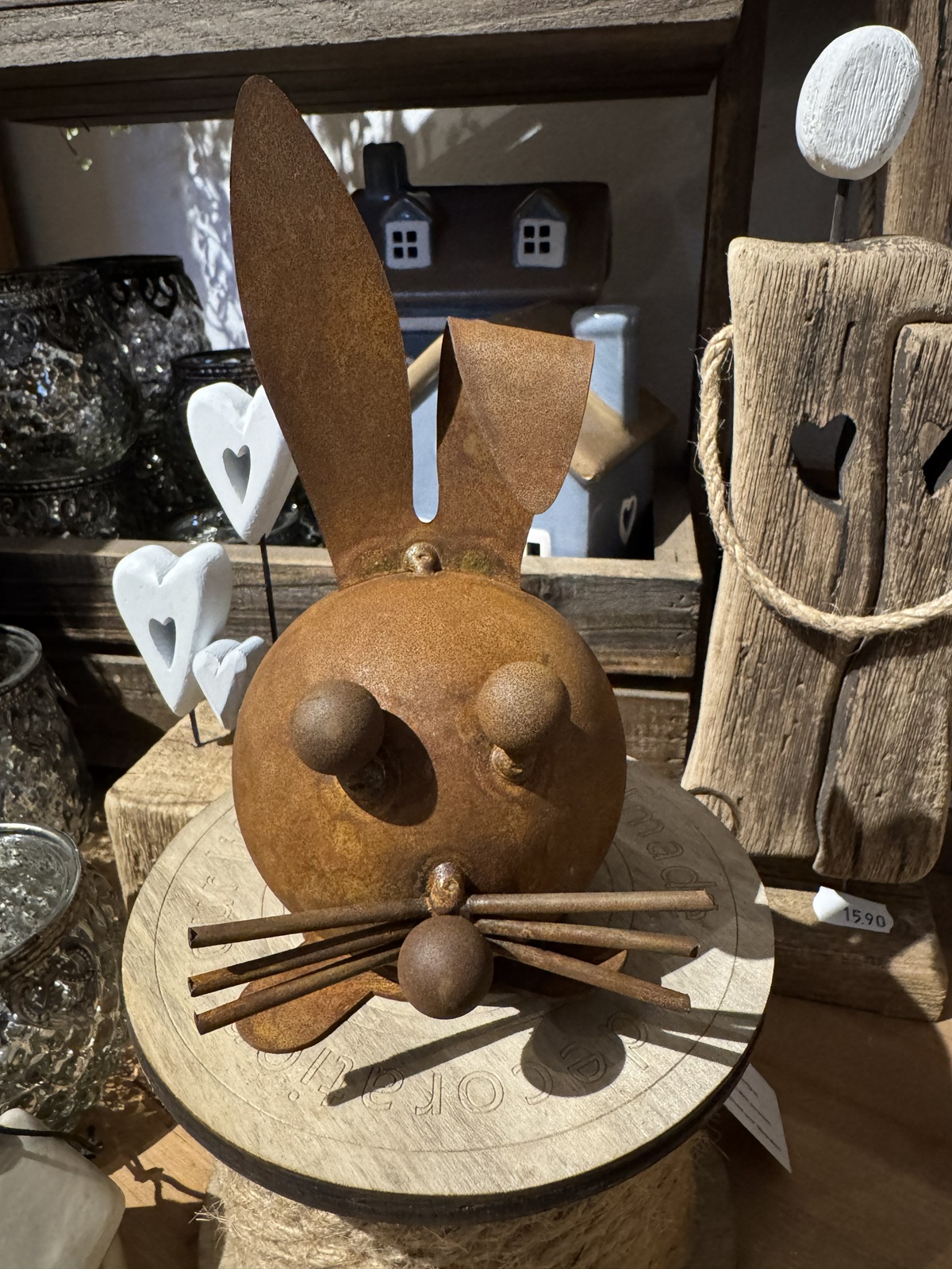 Edelrost Kugel Häschen in 3D Form - Höhe 16 cm