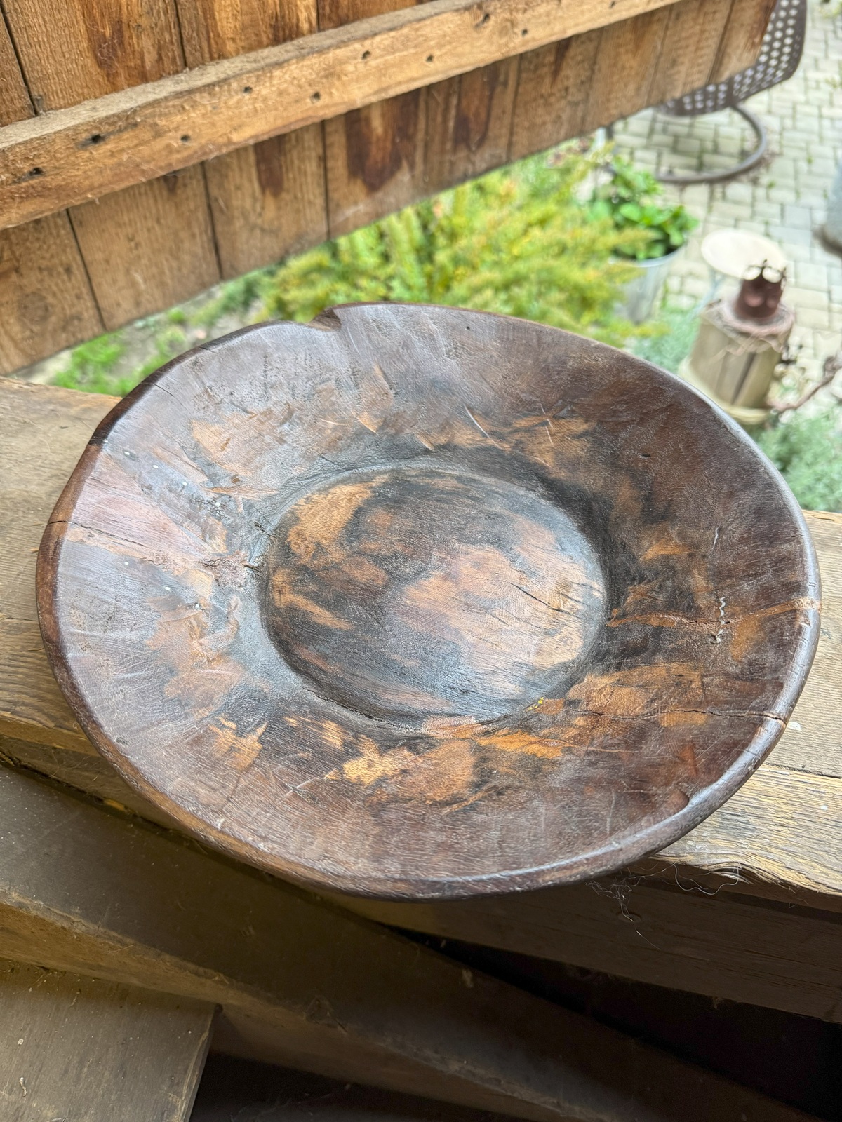 Teak Holz Schale Grino groß braun Antik (altes Holz) - Breite ca. 37 - 40 cm