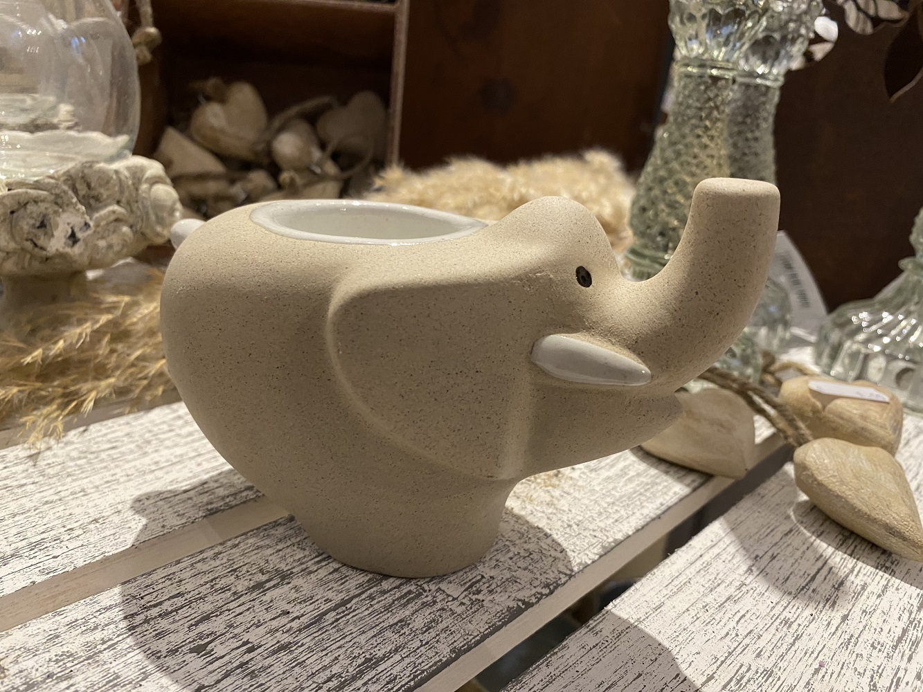 Keramik Teelichthalter Elefant  Egon - Höhe 8,5 cm