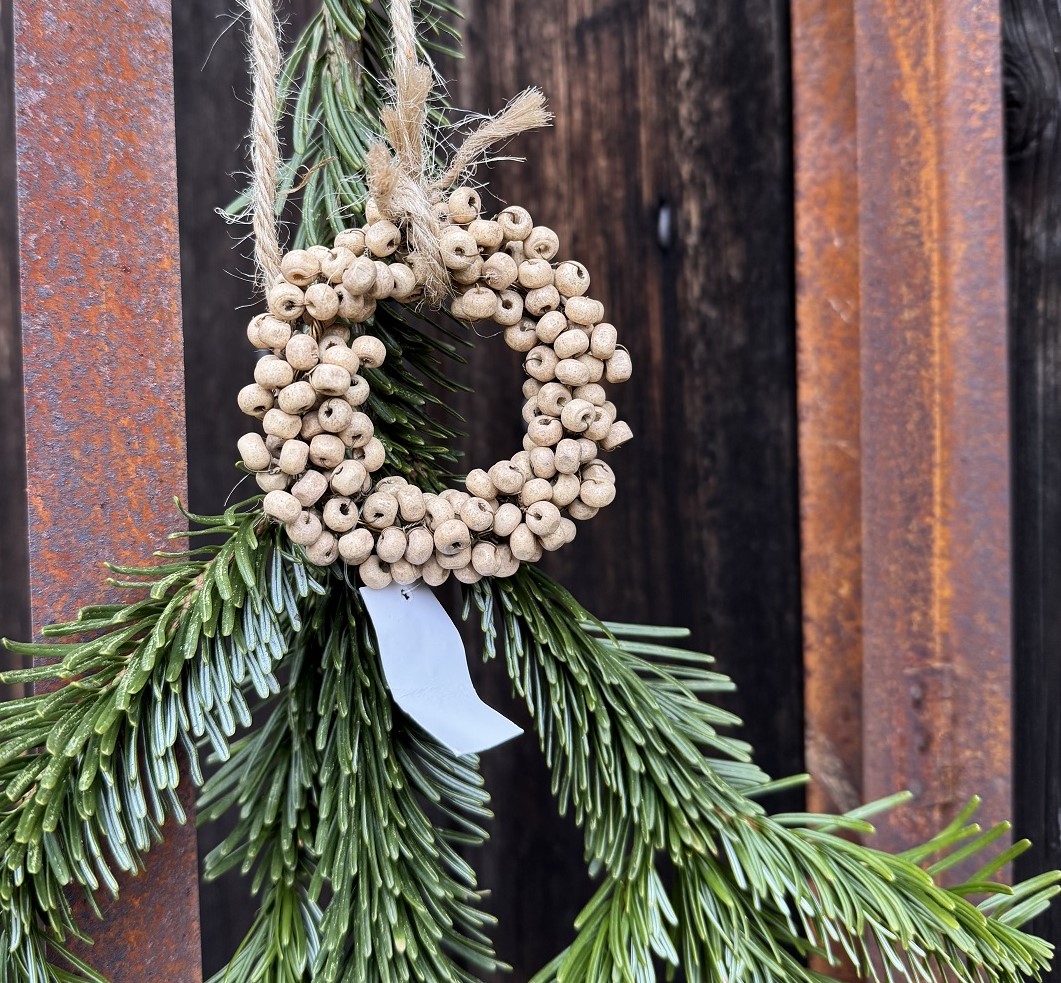 Mini Holzperlenkranz Aride naturfarben - Durchmesser 7,5 cm