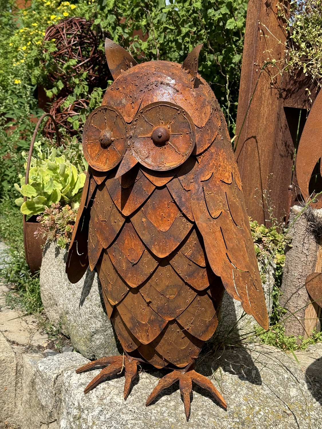 Edelrost Eule groß 3D Optik - Höhe 60 cm