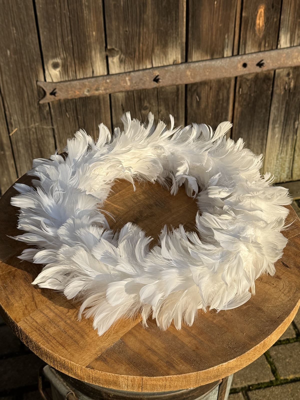 Feder Kranz weiß groß - Durchmesser 30 cm
