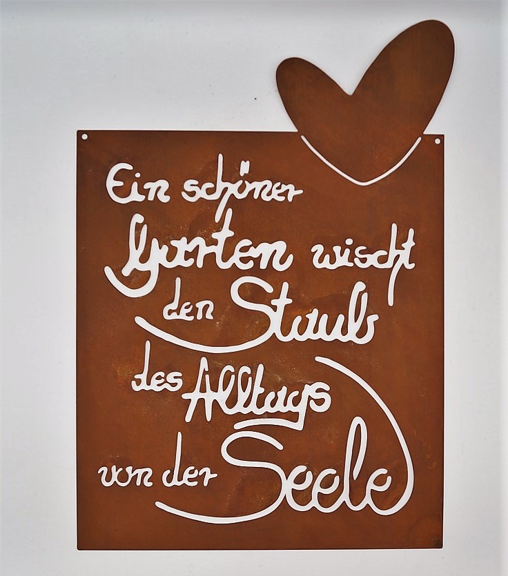 Edelrost Laser Tafel Ein schöner Garten - Höhe 39 cm
