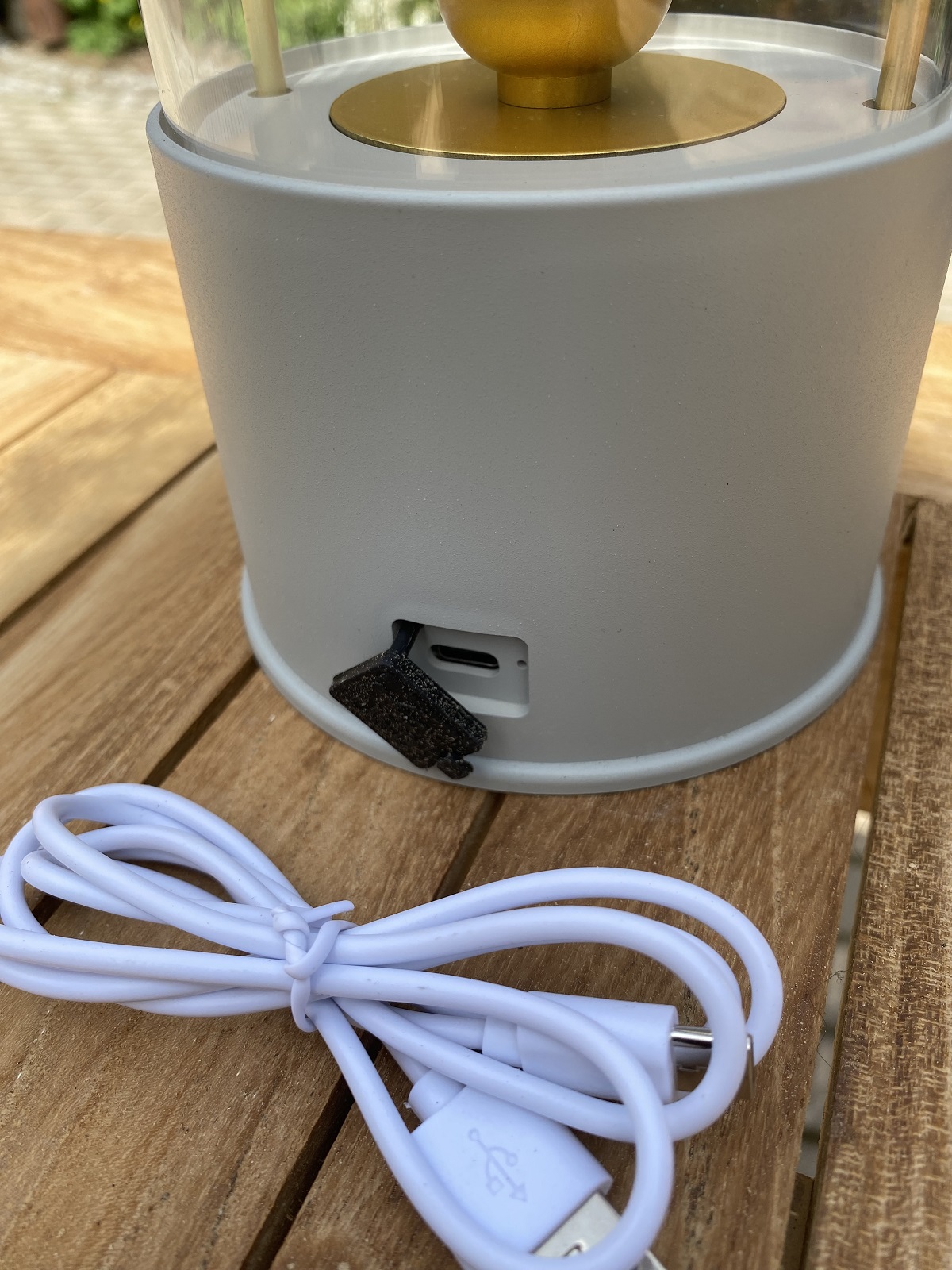 Outdoor Laterne groß grau mit Dimmer - Höhe 34 cm