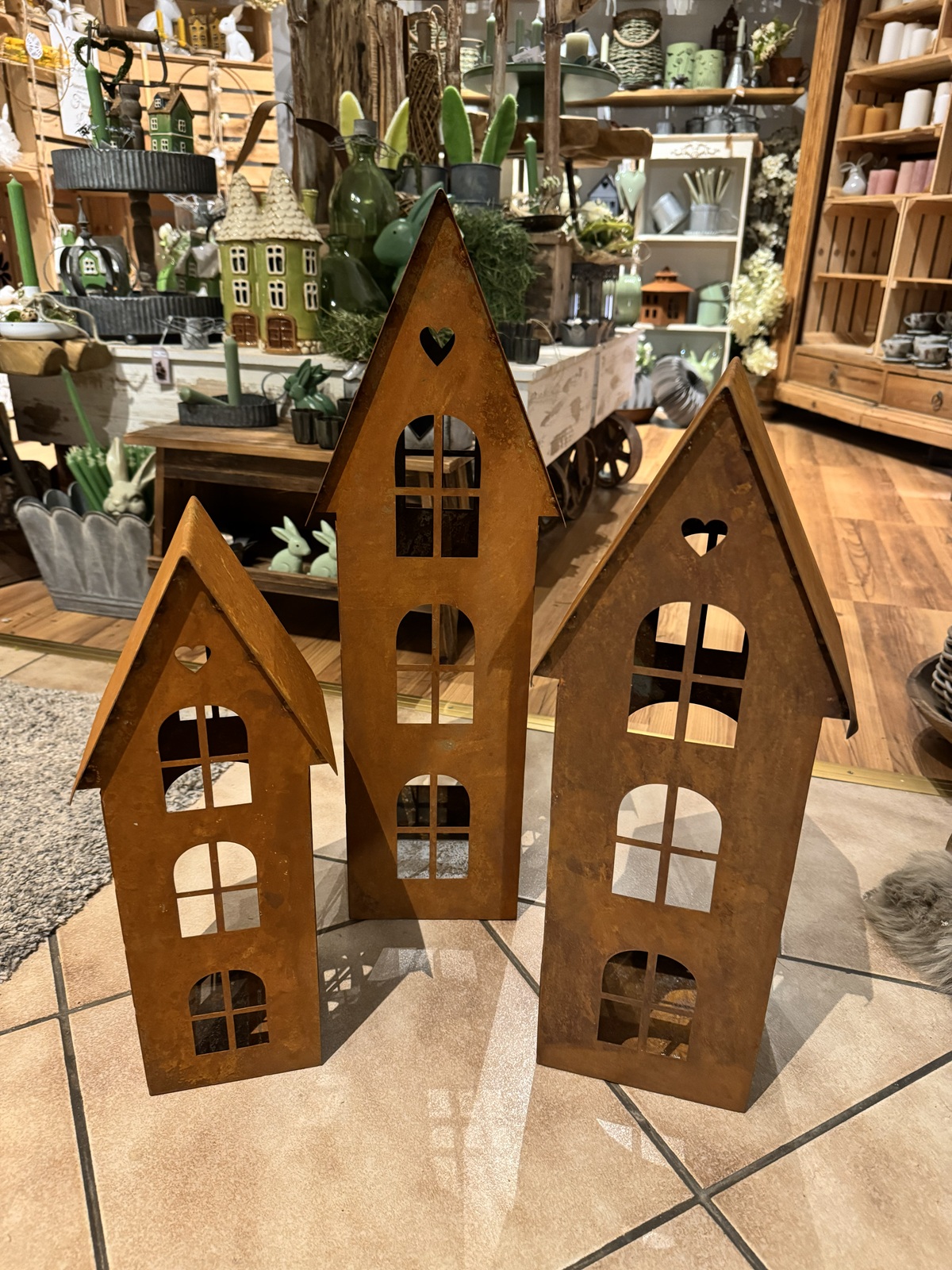 Edelrost Windlicht Haus klein - Höhe 40 cm
