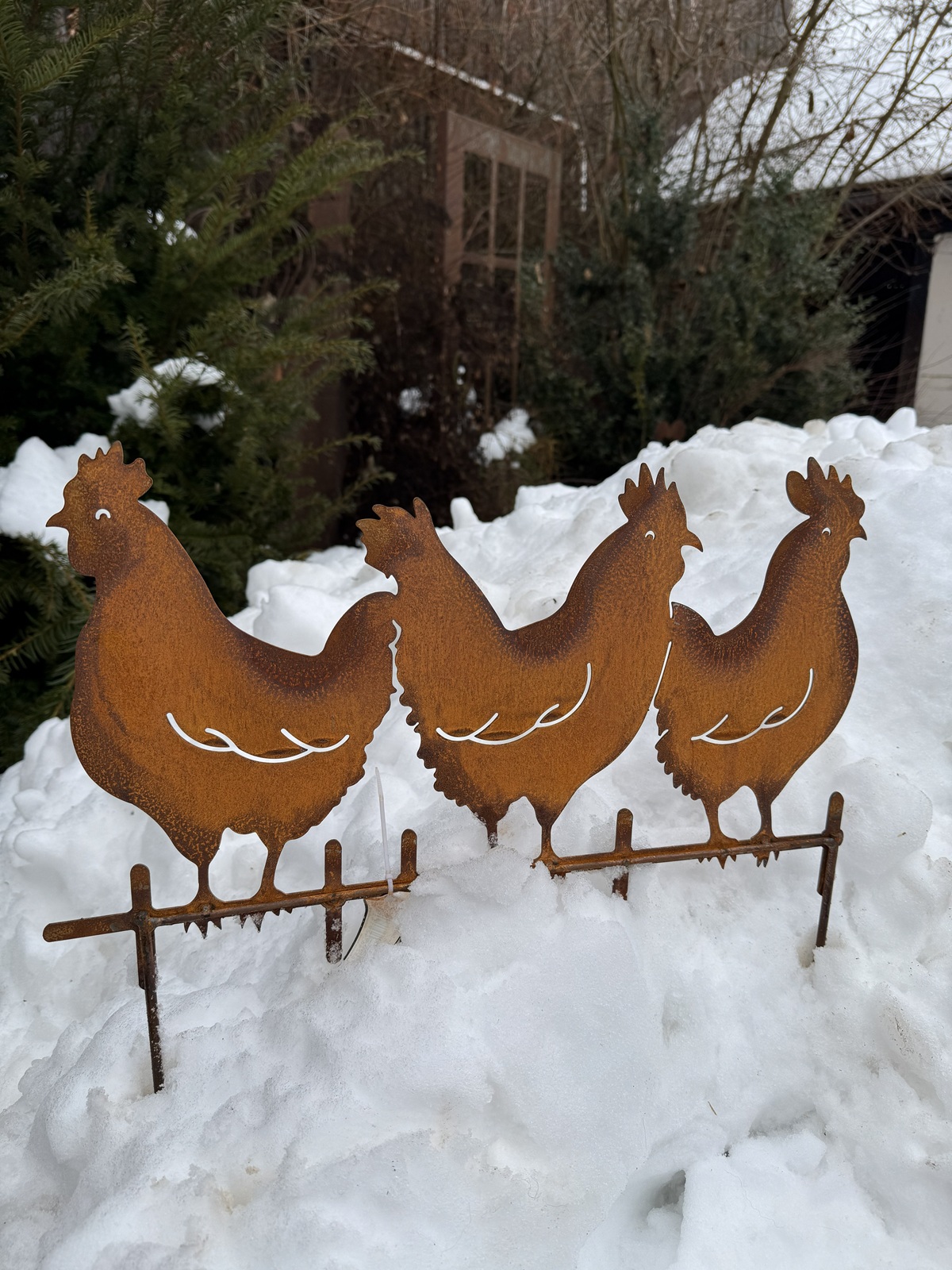 Edelrost Hühnerstange zum Stecken - Gesamthöhe 50 cm