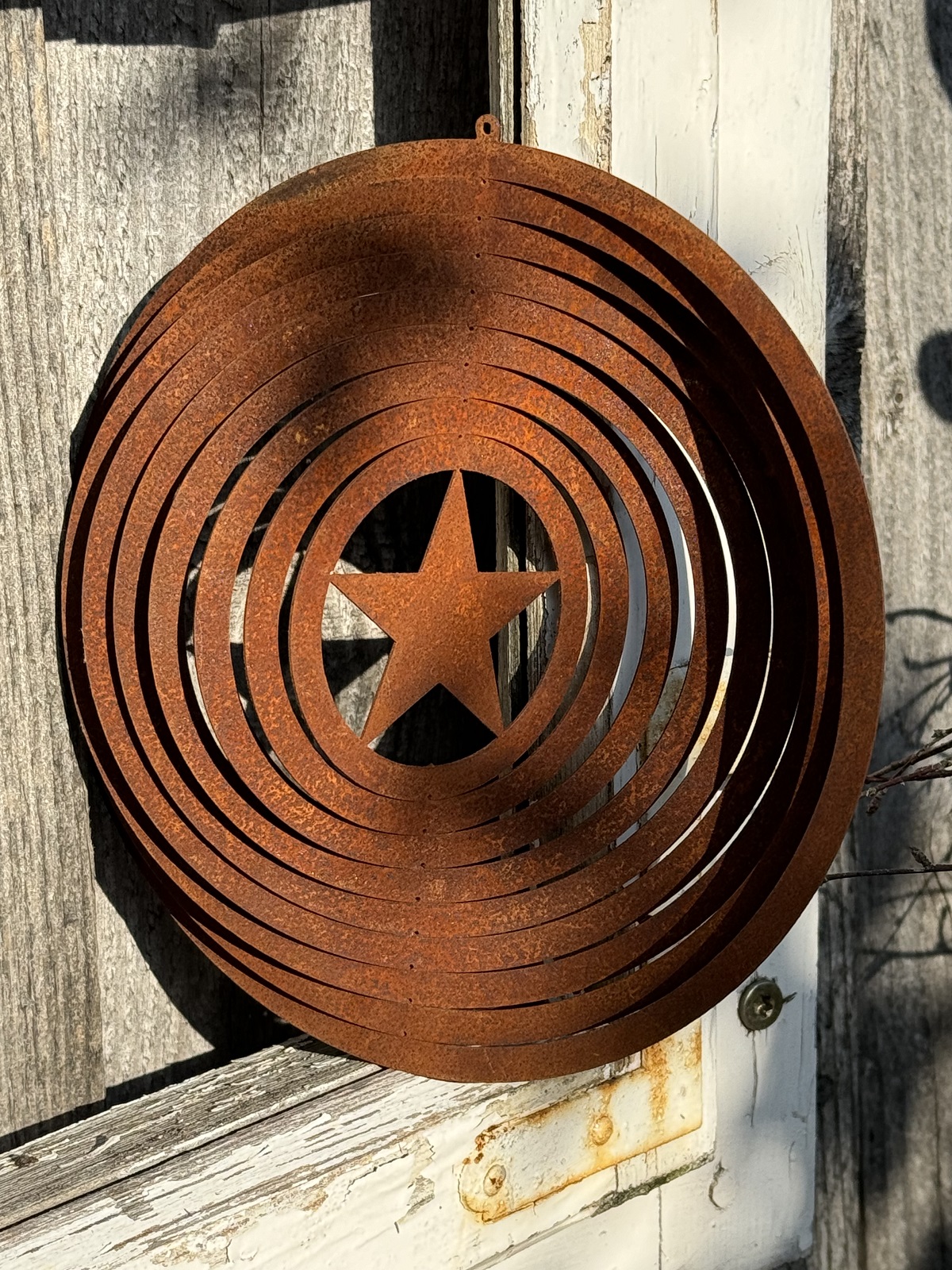 Edelrost Windspiel mit Stern runde Form - Durchmesser 18 cm