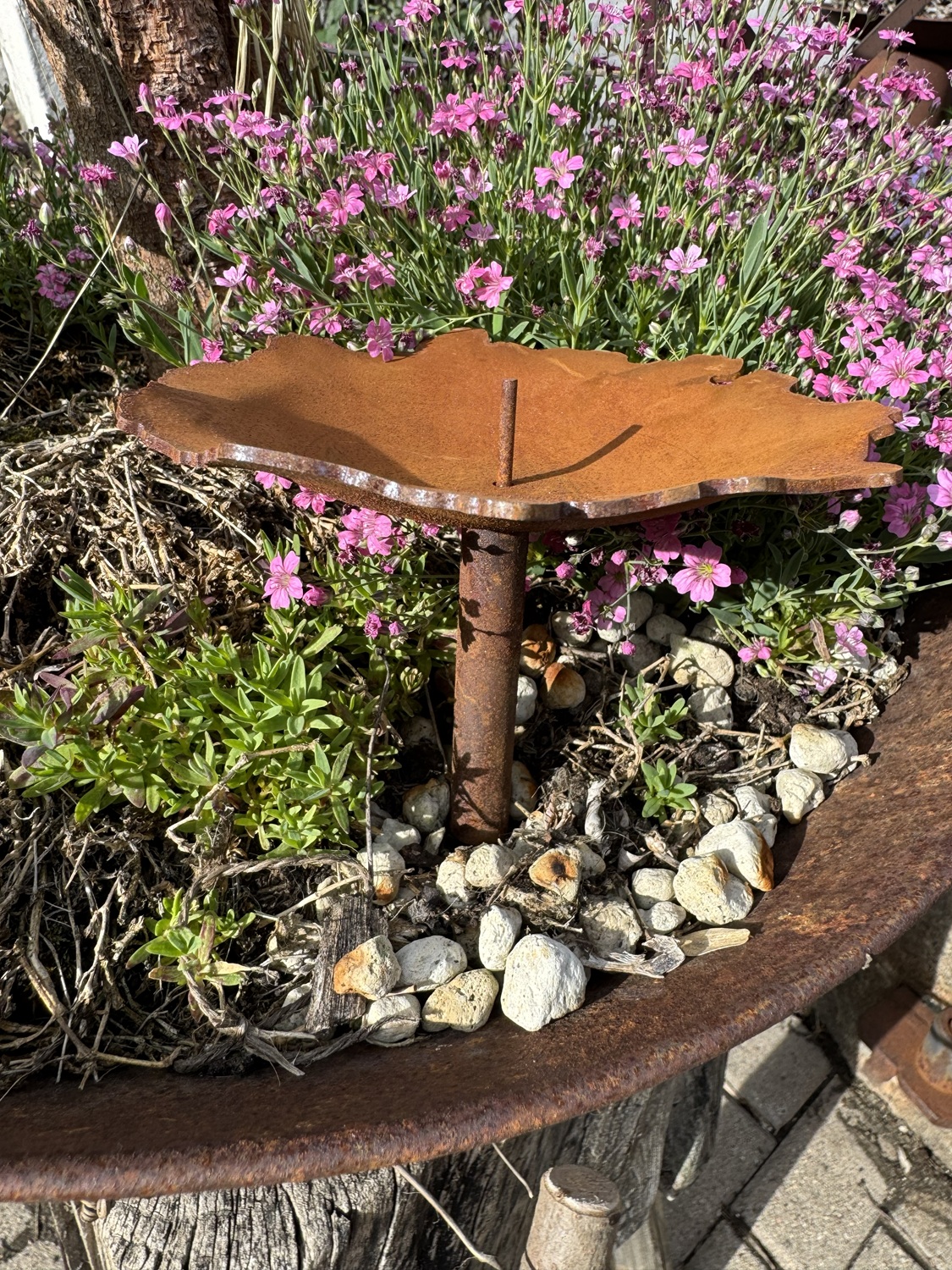 Edelrost Kerzenschale rissige, leicht gewellte Form - Durchmesser 14 cm