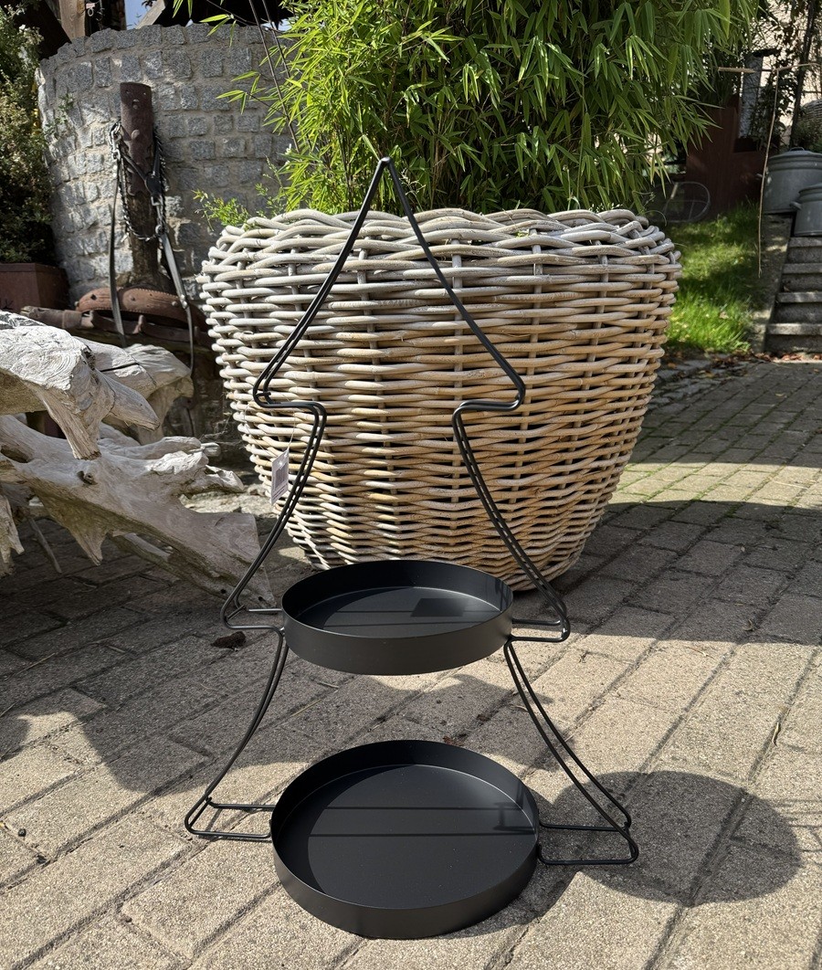 Metall Tannenbaum Etagere Schwarz mit runden Schalen - Höhe 60 cm