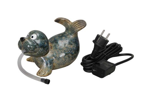 Wasserspeier Seehund Samy inkl. Pumpe - Höhe 13 cm